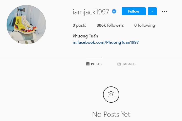 Instagram của Jack cũng trong trạng thái 'ngủ yên' trong những tháng gần đây.