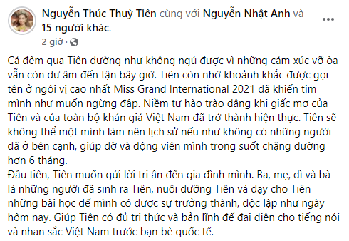Tân Miss Grand International 2021 - Nguyễn Thúc Thùy Tiên tâm sự thấy nhớ Việt Nam và thèm bông lan trứng muối