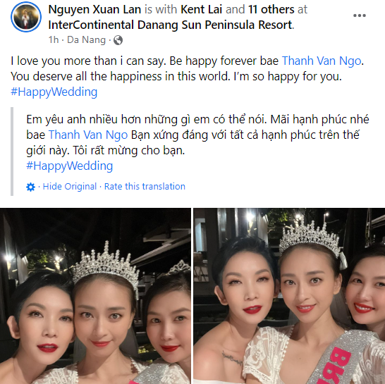 Xuân Lan có mặt trước ngày cưới Ngô Thanh Vân, đăng hẳn caption bằng tiếng Anh chúc mừng bạn thân thế này