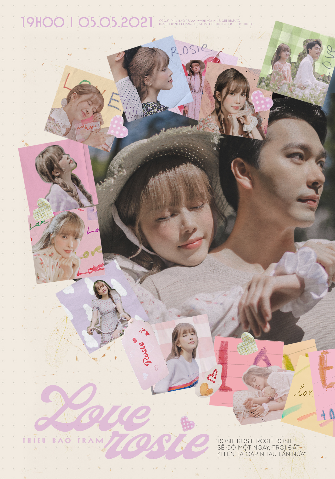 Thiều Bảo Trâm “tình bể bình” cùng bạn diễn Hải Nam trong poster teaser MV chính thức của “Love Rosie”