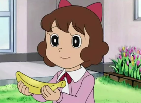 Non-chan và Shizuka đều tặng Nobita một trái chuối khi chơi đồ hàng.