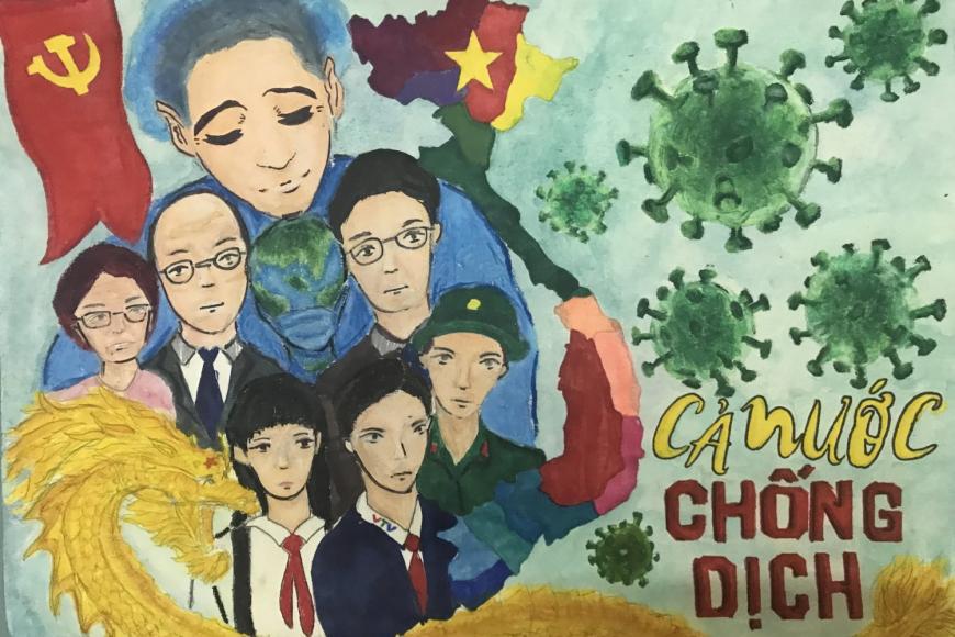 “Ngày hội sắc màu” 2021: Tự hào những “anh hùng chống dịch qua nét vẽ trẻ thơ