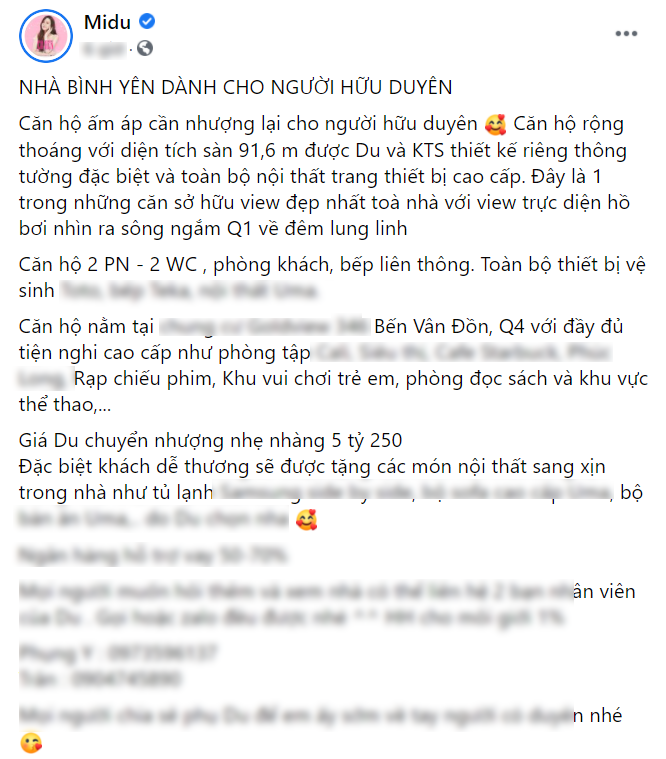 Midu đăng nhượng lại căn hộ cao cấp do mình tự thiết kế, nghe xong giá trị ai cũng giật mình - ảnh 1