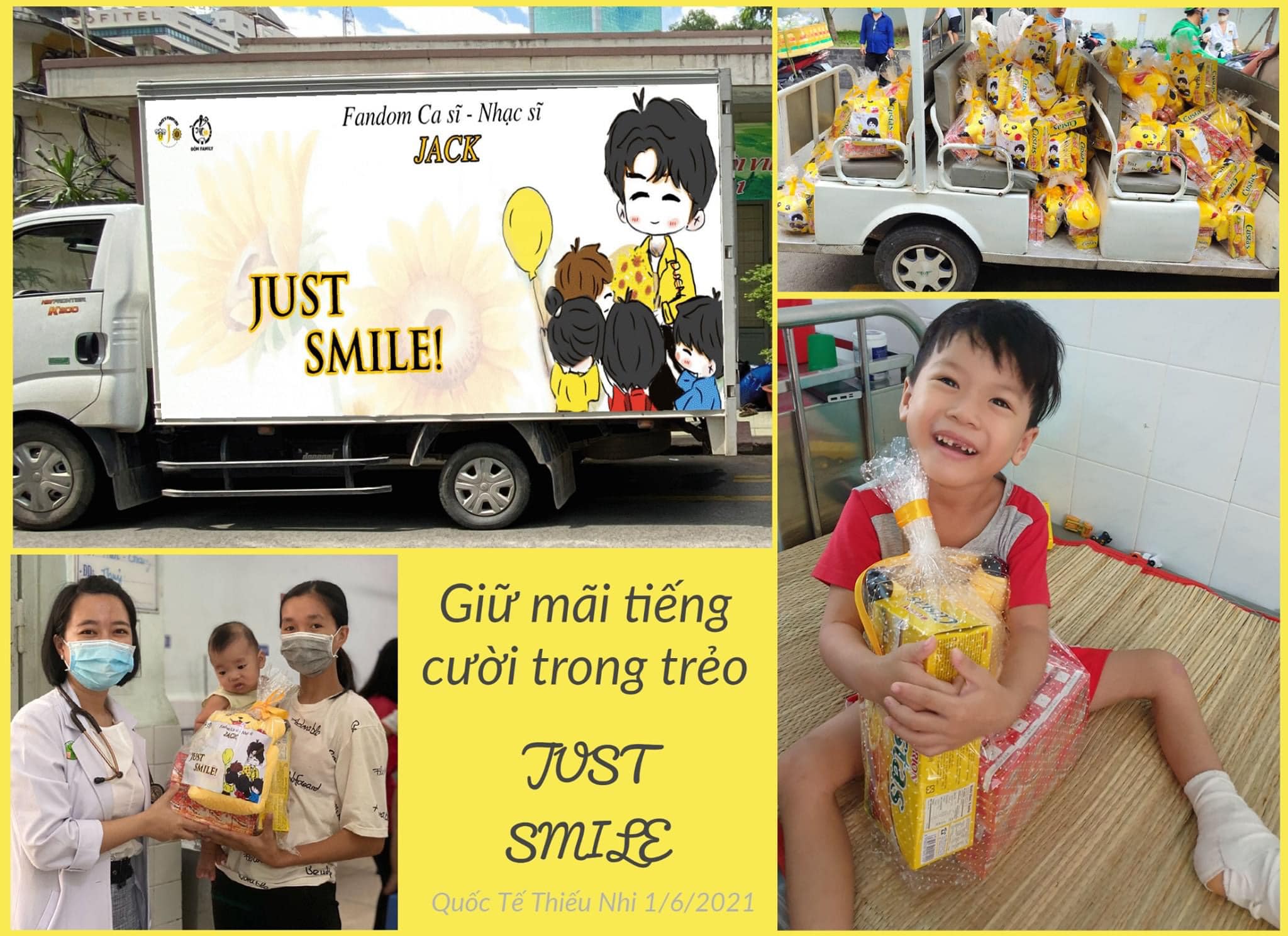 Jack cùng FC ủng hộ Bắc Giang gần 120 triệu, gửi xe quà đến BV Nhi Đồng cho các em bé nhân ngày 1/6