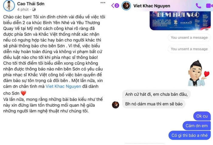 Khắc Việt tố Cao Thái Sơn ép giá mua bài hát 1 triệu mặc cả còn 500k: Đủ trả tiền điện, ăn mì tôm sống qua ngày