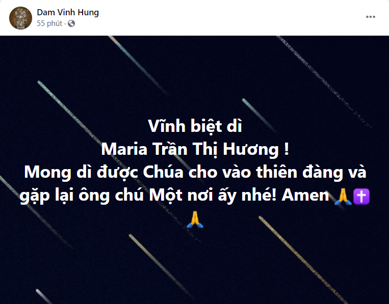 Người thân Đàm Vĩnh Hưng qua đời, nhiều sao Việt gửi lời chia buồn sâu sắc