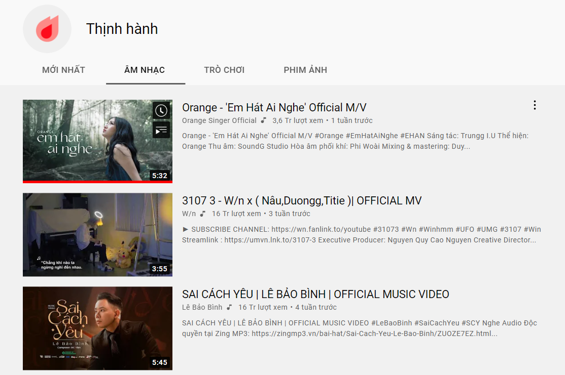 Vượt mặt Lê Bảo Bình, ca khúc mới của Orange chễm chệ leo Top 1 Trending mục âm nhạc của YouTube
