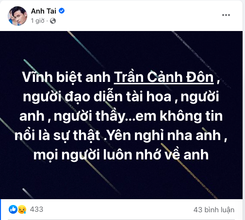 Sao Việt đau lòng khi hay tin đạo diễn Trần Cảnh Đôn đột ngột qua đời