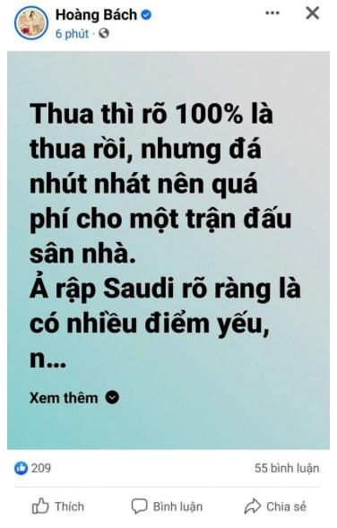 Hoàng Bách khoá bình luận, lên tiếng giải thích sau bài viết chê bai đội tuyển Việt Nam nhút nhát