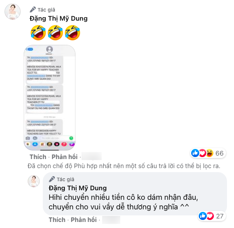 Midu khoe được học trò đồng loạt chuyển khoản mừng 20/11, con số mỗi lượt ting ting gây bất ngờ Midu khoe được học trò đồng loạt chuyển khoản mừng 20/11, con số mỗi lượt 'ting ting' gây bất ngờ - ảnh 1