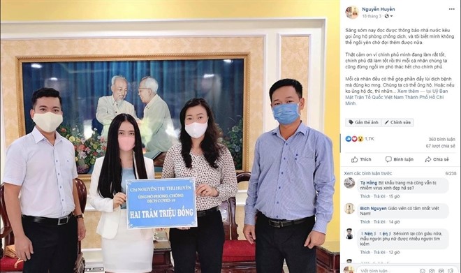  Nguyễn Huyền trực tiếp quyên góp ủng hộ 200 triệu phòng chống dịch Covid-19 