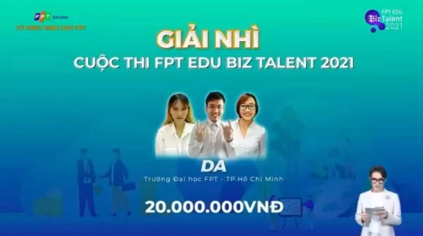  Nhóm SV ĐH FPT TP.HCM xuất sắc giành giải Nhì tại cuộc thi FPT Edu Biz Talent 2021 với phần mềm HDAS. 