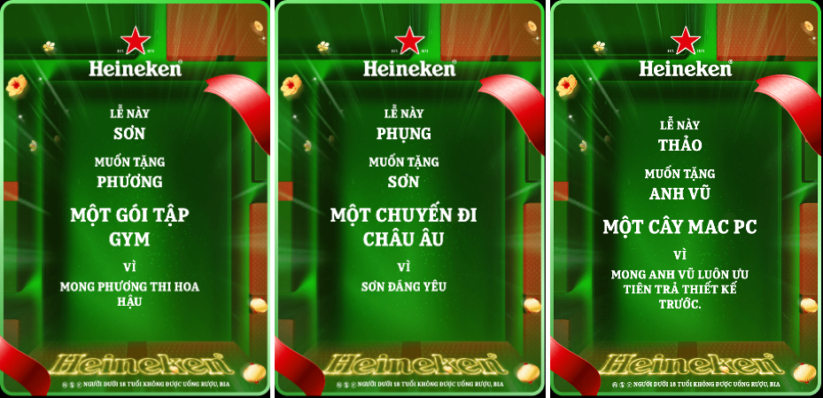 

Hoạt động gửi lời nhắn về món quà mùa lễ hội của Heineken khiến giới trẻ thích thú. 