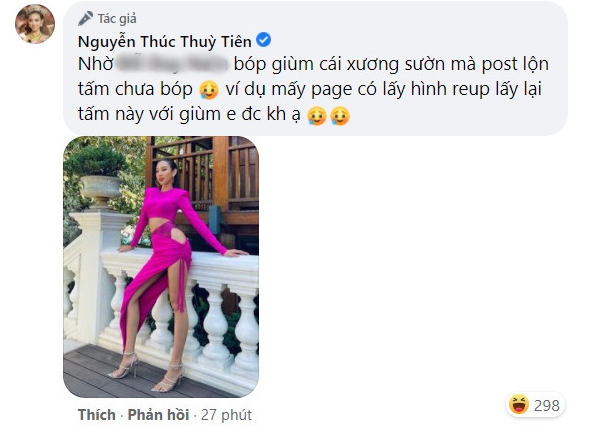 Có sao nữ nào như Thùy Tiên: Thoải mái khoe chuyện chỉnh ảnh, bóp eo lại còn xin fan đừng đăng ảnh gốc Thùy Tiên cho biết đã nhờ một người bạn chỉnh ảnh nhưng lại đăng nhầm ảnh gốc.