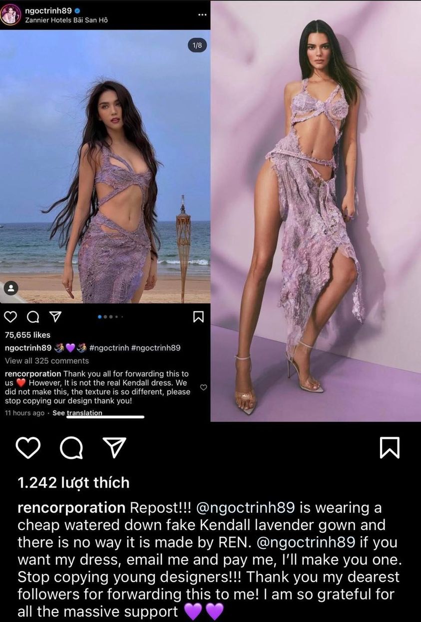 Ngọc Trinh lên tiếng về chiếc váy nhái Kendall Jenner: Nhãn hàng đó không đáng được Trinh xin lỗi