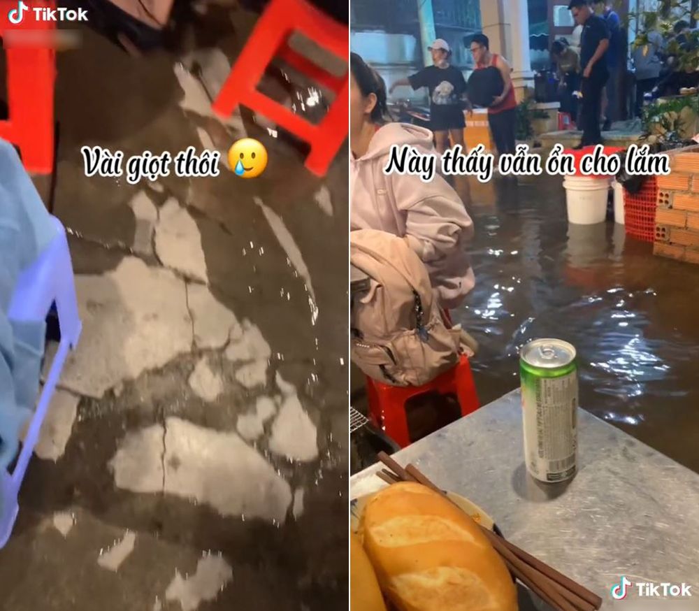 Dân mạng tìm ra quán ăn bất ổn gần Sài Gòn: Nước mưa ngập thành sông, nhân viên đẩy ‘thuyền’ vui đùa