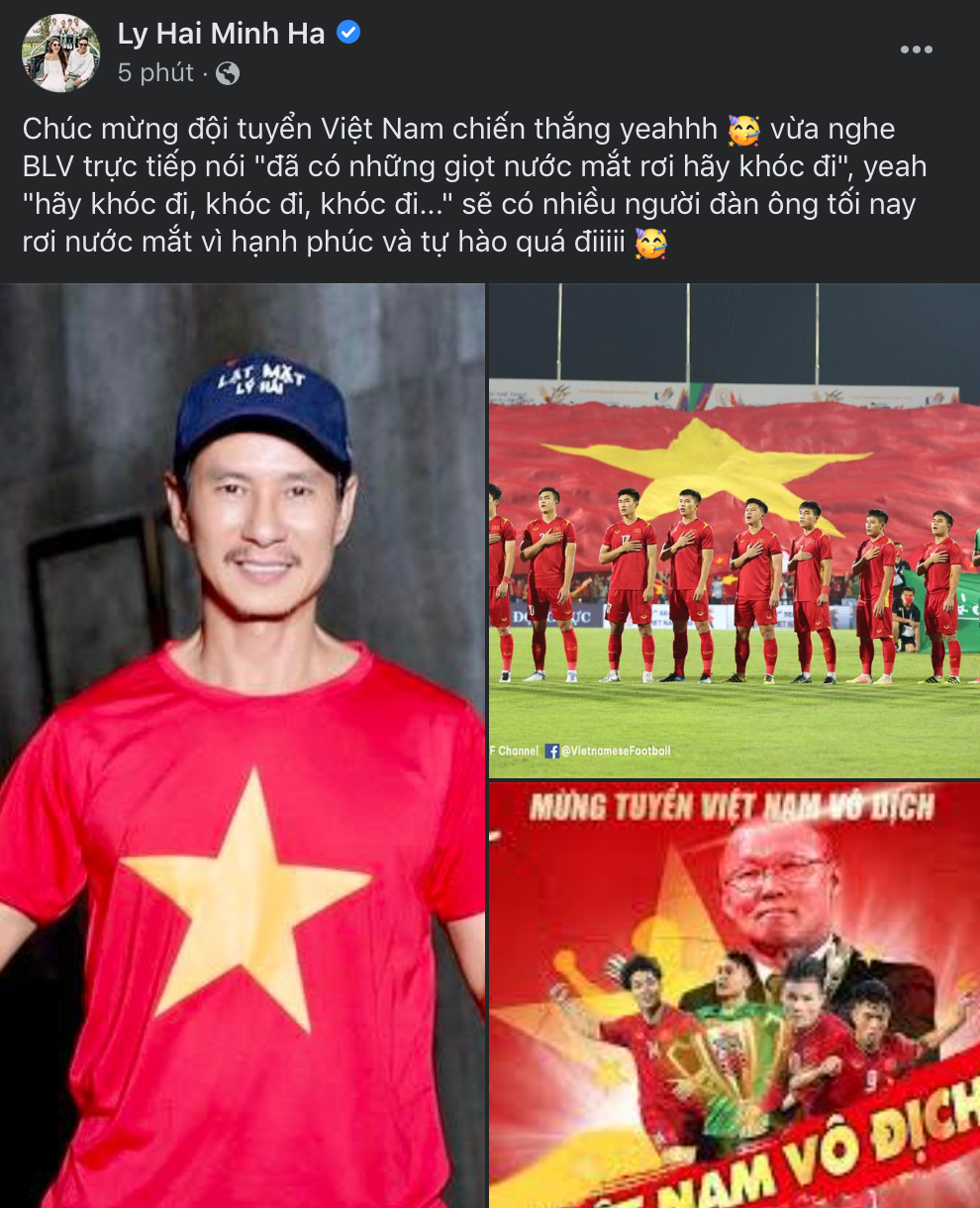 Lý Hải không nén nổi nước mắt khi chứng kiến chiến thắng của U23 Việt Nam