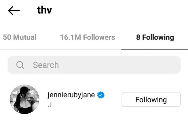 V từng bị netizzen phát hiện ấn theo dõi tài khoản Instagram của Jennie và hủy thao tác ngay lập tức