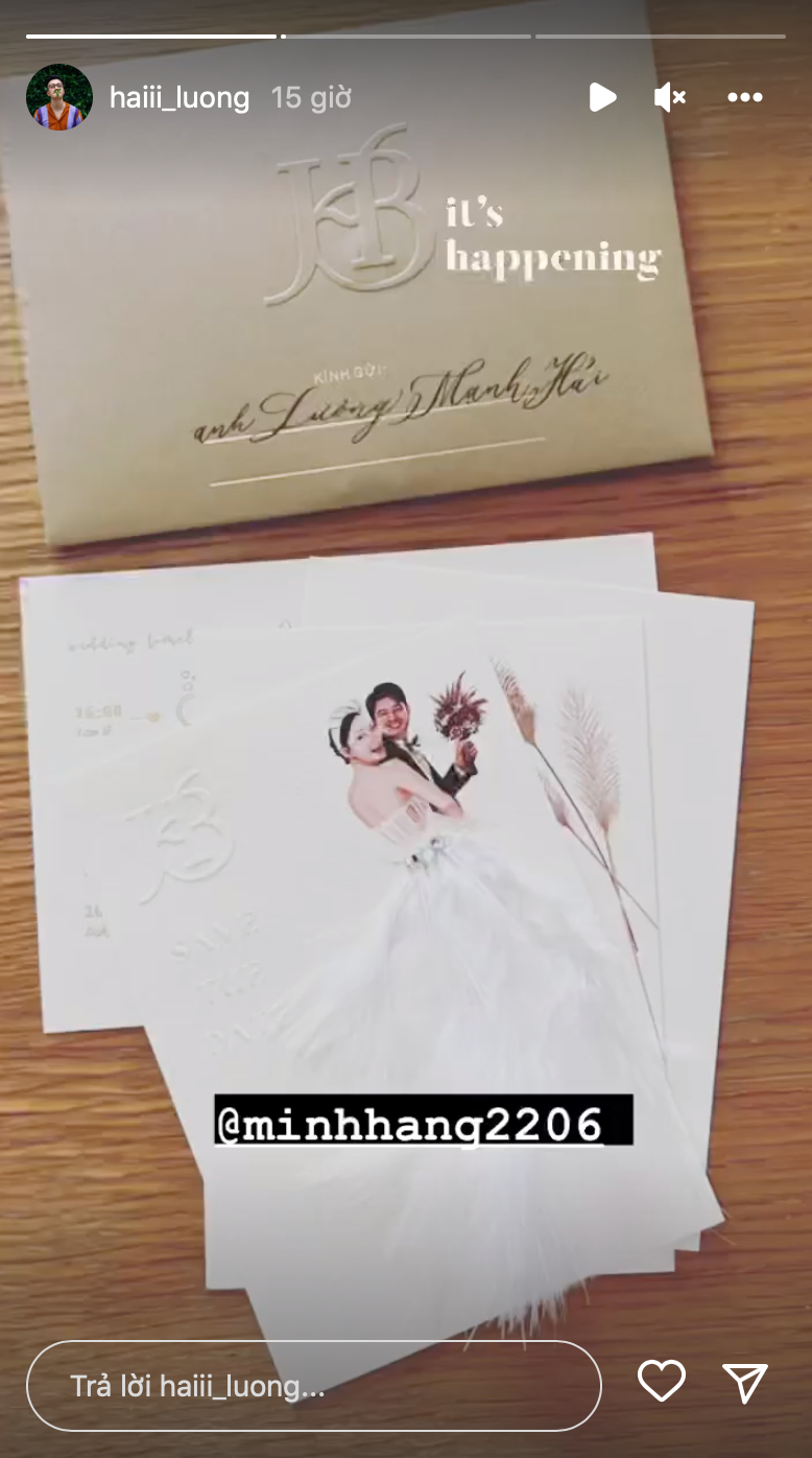 Lương Mạnh Hải chia sẻ đã nhận được tấm thiệp cưới của Minh Hằng