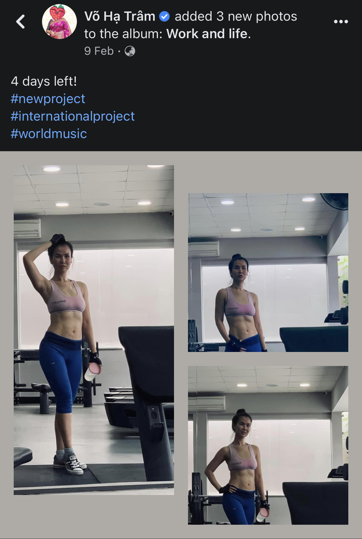 Nhiều người hâm mộ cũng nhắc lại khoảng thời gian đầu tháng 2, Võ Hạ Trâm đã đăng tải những tấm hình trong phòng gym với hashtag #newproject (dự án mới).