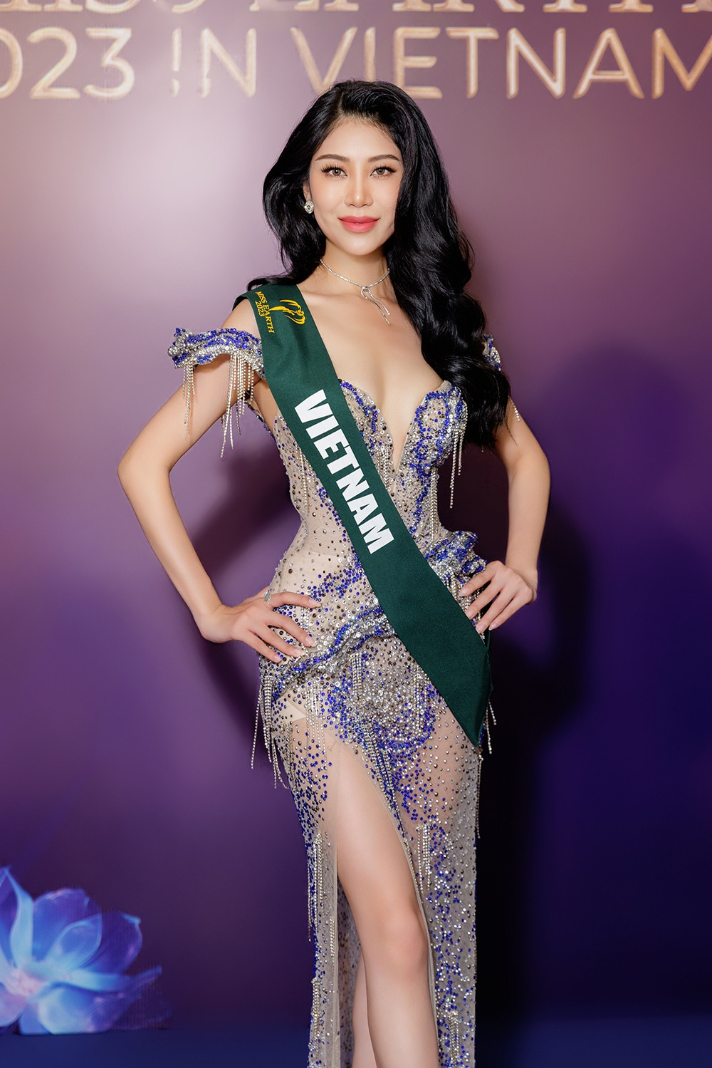 Hoa hậu Lan Anh đại diện Việt Nam, tại sự kiện cô tự tin giao tiếp và trả lời phỏng vấn bằng tiếng Anh