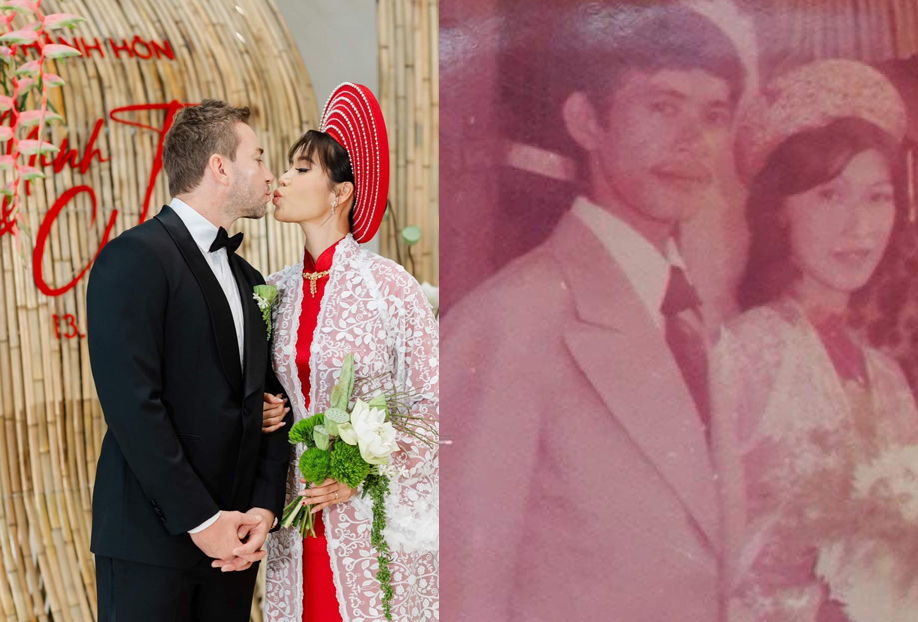 Dàn sao Việt diện đồ đen dự đám cưới Minh Tú, cô dâu mặc Áo dài đỏ lấy cảm hứng từ ba mẹ - ảnh 5