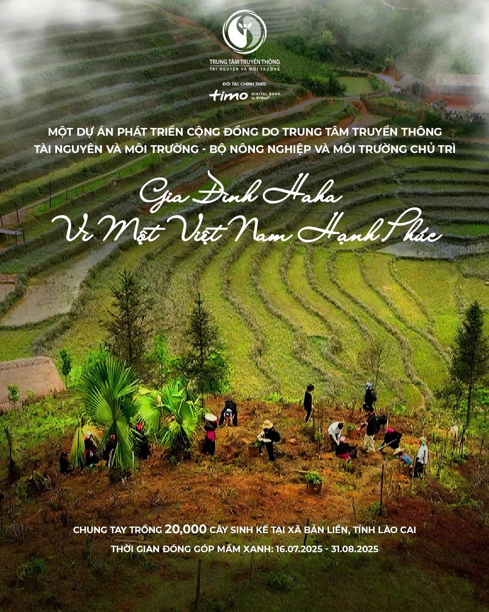 Hành trình 'Vì Một Việt Nam Hạnh Phúc' do Trung tâm Truyền thông Tài nguyên và Môi trường (Bộ Nông nghiệp & Môi trường) khởi xướng với sự đồng hành của nhà tài trợ Ngân hàng số Timo by BVBank