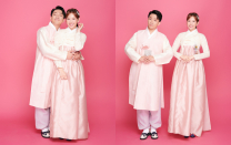 Trấn Thành cùng Hari Won mặc hanbok mừng trung thu