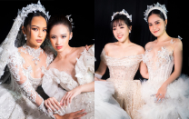 Cùng diện đồ cô dâu lộng lẫy, Hoa hậu Ngọc Châu và Đoàn Di Băng đọ sắc 'khét lẹt' trên sàn catwalk