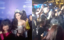 Dàn hoa hậu được người hâm mộ vây kín, ùa vào chụp ảnh ngay trên thảm đỏ chung kết Miss World Việt Nam