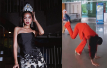 Hoa hậu Ngọc Châu giữ đúng lời hứa, lộn mèo trong buổi Homecoming của Kim Duyên khiến dân tình “cười bò”