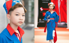 Siêu mẫu nhí Phong Thiên sải bước tự tin trên sàn diễn thời trang quốc tế