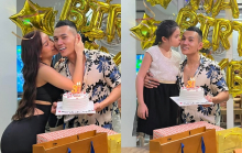 Lý Bình khoe ảnh hạnh phúc trong ngày sinh nhật, Phương Trinh Jolie và con gái riêng 'tranh nhau' hôn má