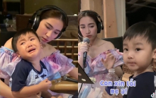 Khoảnh khắc xúc động của bé Bo 'Thúi' với mẹ Hoà Minzy trong phòng thu khiến netizen “tan chảy”
