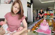 Diễm Châu tổ chức tiệc đầy tháng cho 2 con gái ra đời bằng thụ tinh nhân tạo