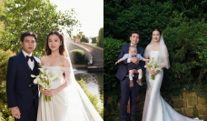 Hồ Quang Hiếu và Tuệ Như hạnh phúc bên con trai trong ảnh cưới