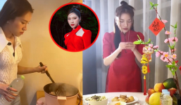 Ăn Tết ở nước ngoài vì chuẩn bị thi Hoa hậu, Thanh Thanh Huyền tự vào bếp nấu cả mâm cỗ cúng giao thừa
