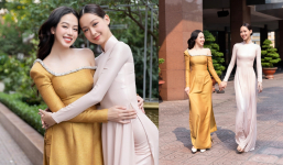 Hoa hậu Việt Nam diện áo dài trễ nải lép vế trước body như 'tượng tạc' của nàng hậu cao 1m85