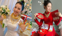 Cô dâu Đồng Nai gây choáng khi đeo 11 cây vàng kín cổ trong đám cưới, nhẫn hột xoàn 2 tỷ, quà cưới chục tỷ