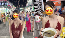 Xôn xao hình ảnh cô gái mặc đồ như “lưới đánh cá” dạo chợ đêm Phú Quốc, ai đi ngang cũng ngoái nhìn 1 điểm