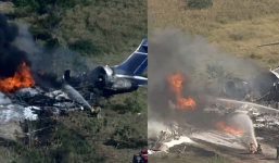 Máy bay gặp sự cố lao xuống cánh đồng, hiện trường chìm trong biển lửa tất cả hành khách không qua khỏi