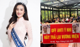 Anti-fan Hoa hậu Ý Nhi tổ chức off fan linh đình, giăng băng rôn hoành tráng quyết tâm đòi “tước vương miện”