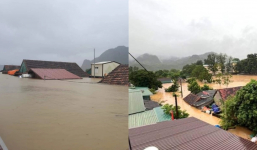 Nước lũ dâng cao chạm nóc nhà, một thị trấn ở Nghệ An bị “nhấn chìm” trong biển nước, sạt lở đất