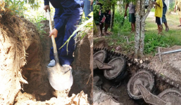 Đào cây sau vườn, người dân bất ngờ phát hiện “cỗ xe tăng” bên dưới lòng đất, cả làng liền bị sơ tán