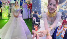 Giá vàng đang tăng “phi mã”, cô dâu khiến dân tình choáng váng khi đeo hàng chục chiếc kiềng vàng trong ngày cưới