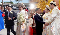 Chồng cố NS Phi Nhung hiếm hoi xuất hiện trong lễ cưới con gái, Wendy Phạm kiềm nước mắt khi đứng trước di ảnh mẹ