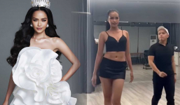 Clip Ngọc Châu tập catwalk với HLV của Miss Universe 2018 Catriona Gray, fan khen nhìn khác biệt hẳn