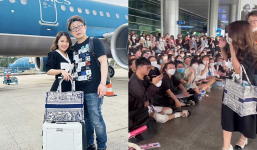 Vợ chồng Bà Nhân Vlog được cả rừng fan đón ở sân bay khi về Việt Nam, chẳng khác nào idol!