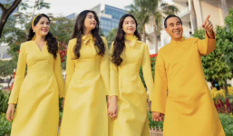 Gia đình MC Quyền Linh 'nhuộm vàng' Facebook bằng loạt ảnh áo dài du xuân, 2 con gái vẫn chiếm spotlight