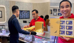 Lộ ảnh MC Quyền Linh đi mua vàng chuẩn bị cho ngày vía thần Tài, ăn mặc giản dị nhưng mua tới vài hộp vàng